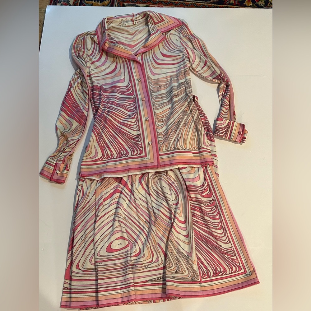 Vintage Emilio Pucci Colton Blouse w Skirt